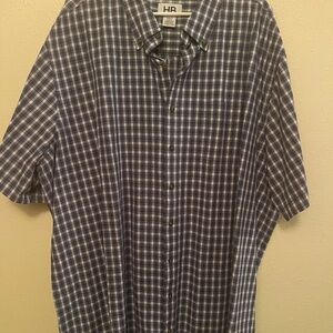 Men's Navy Plaid Casual Button Down Shirt